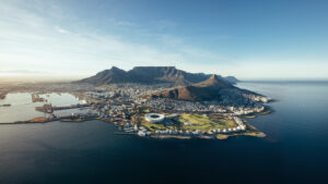 Aerial coastal view of Cape Town, South Africa